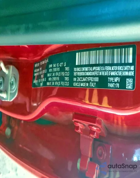 2015 Jeep Renegade Sport z USA, uszkodzony, nr VIN ZACCJAAT1FPB31000